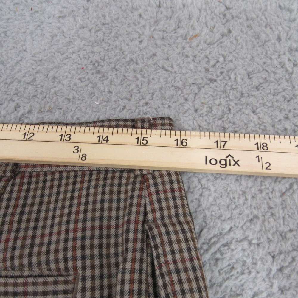 Perry Ellis Portfolio Mens 32 Brown Houndstooth 100% Wool Pleated Cuffed Pants - Picture 6 of 8